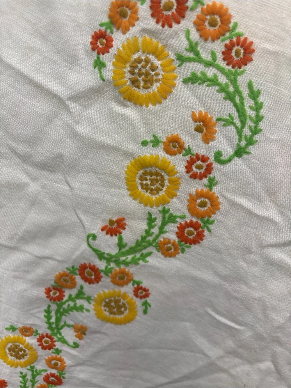 Vintage floral embroidery oval tablecloth